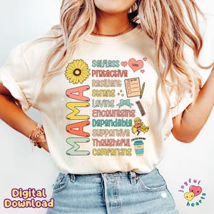 Mama png moederschap sublimatieontwerp She Is Mom PNG Blessed Mama png, Mom Life png, Moederdag png, cadeau voor moeder, citaat retro shirt-bestand