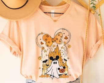 Mickey Ghost Shirt, Disney Watercolor Castle Shirt, Halloween Castle Shirt,Disney Halloween Shirt, Minnie Halloween Shirt, Disney Shirt