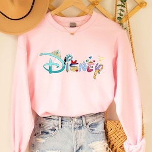 Disney Princess Sweatshirt, Disney Princess Hoodie, Disney Character Text Sweatshirt, Disney Trip Shirt, Disney Belle, Cinderella, Jasmine