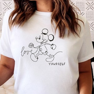 Love Yourself Shirt, Vintage Mickey Shirt, Mickey Sketch, Disney Family Vacation, Disney Kids Shirt, Disneyworld Shirt, Disney Unisex Shirt