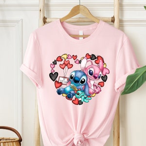 Stitch And Angel Valentine Shirt, Disney Valentines Day Shirt, Disney Couple Shirt, Disney Love Shirt, Best Couple Gift, Love Hearth Shirt