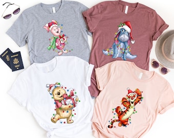 Winnie the Pooh Characters Christmas Shirt, Pooh Christmas Shirt, EEyore Christmas Shirt, Tigger Christmas Shirt, Piglet Christmas Shirt