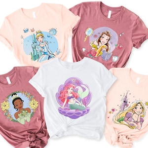 Disney Princess Shirts, Princess Shirt, Disney Character Shirt, Disney Trip Shirt, Disney Belle, Cinderella, Ariel, Rapunzel, Tiana