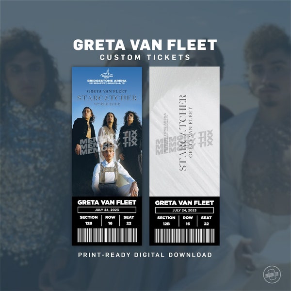 Customized Greta Van Fleet Ticket, Concert Show Digital Download Stub, Starcatcher Tour Memorabilia Memory, Personalized Printable E-Ticket