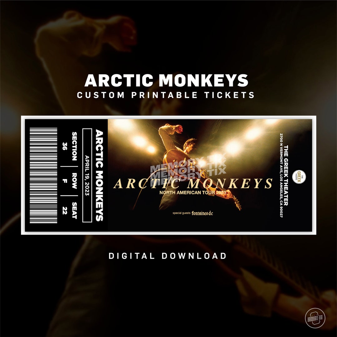 Customized Arctic Monkeys Ticket, Personalized Concert Tickets
