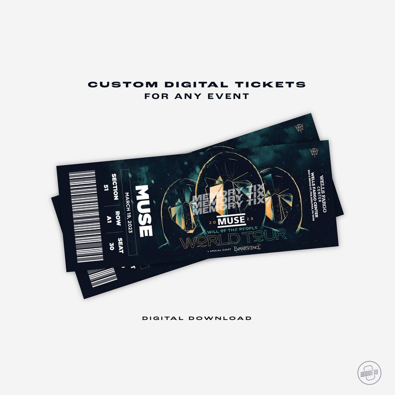 Custom Muse Concert Tickets, Printable Ticket, Personalized Tickets ...