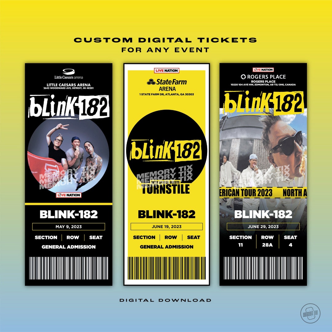 Custom Blink182 Concert Event Ticket Printable Digital Etsy