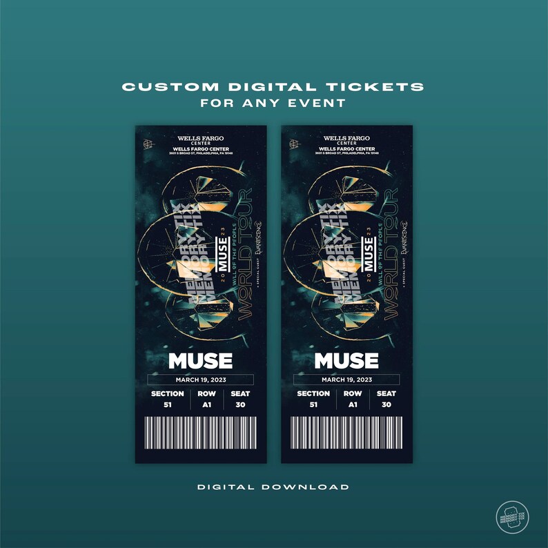 Custom Muse Concert Tickets, Printable Ticket, Personalized Tickets ...