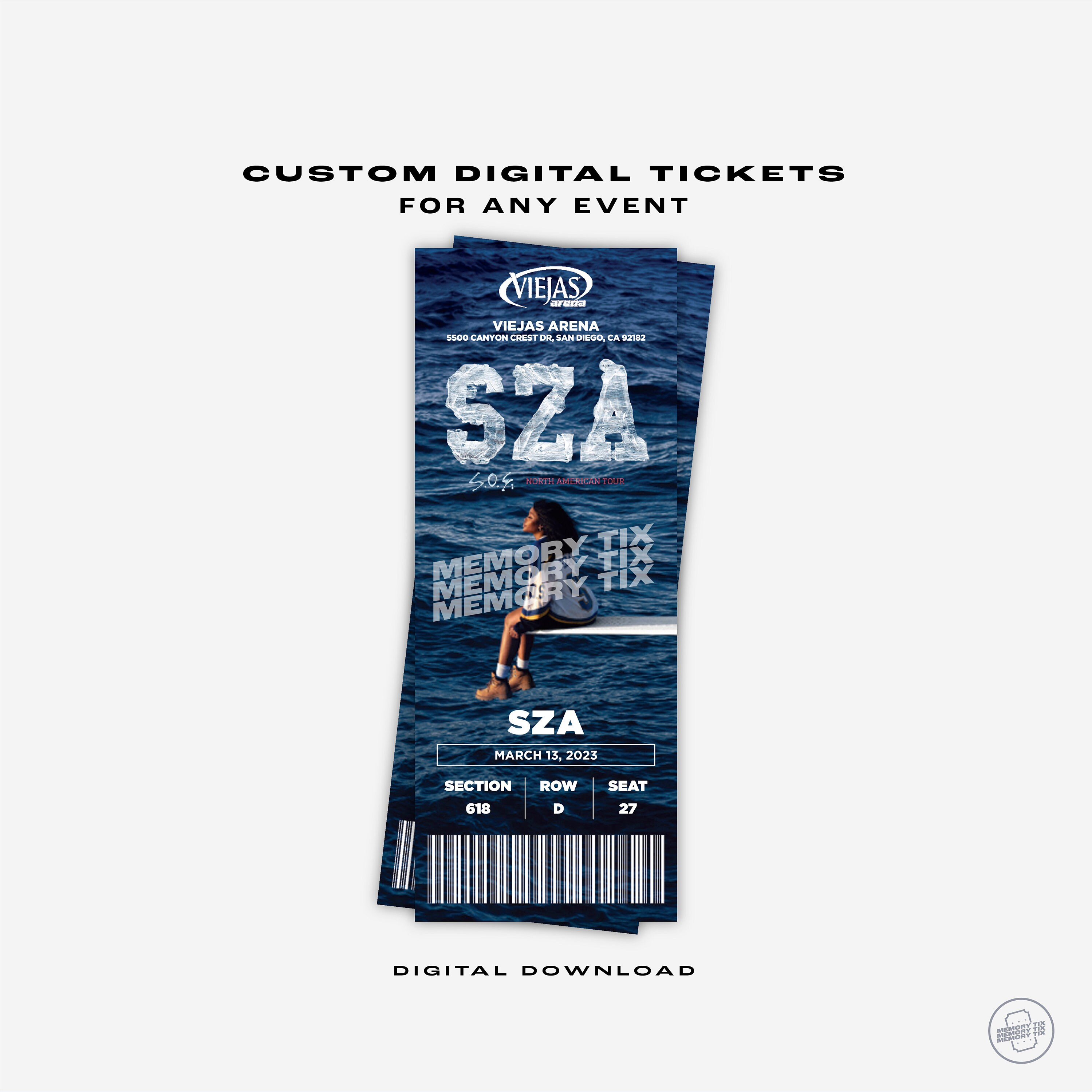 Custom SZA SOS Tour Ticket, Personalized Concert Ticket, Digital Ticket Stub Etsy