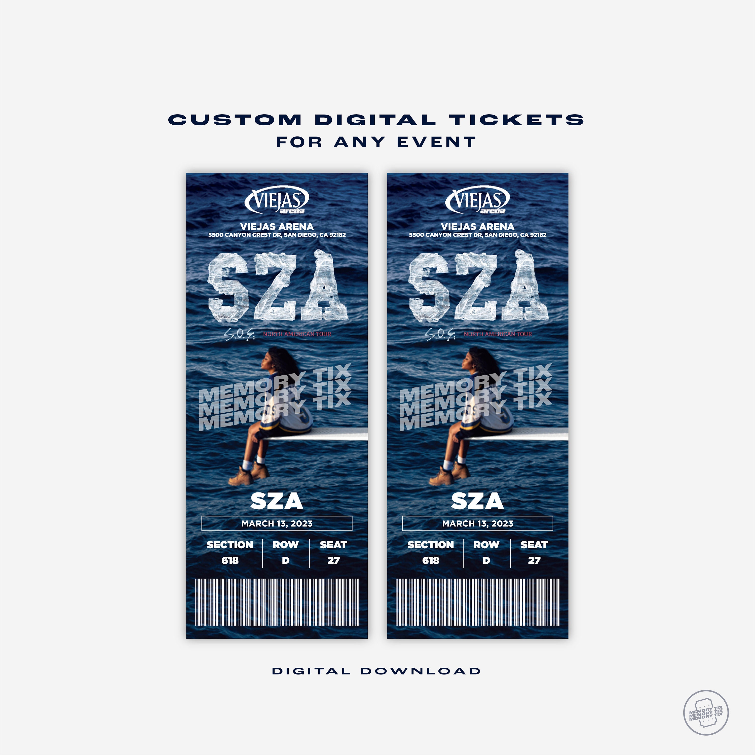 Custom SZA SOS Tour Ticket, Personalized Concert Ticket, Digital Ticket