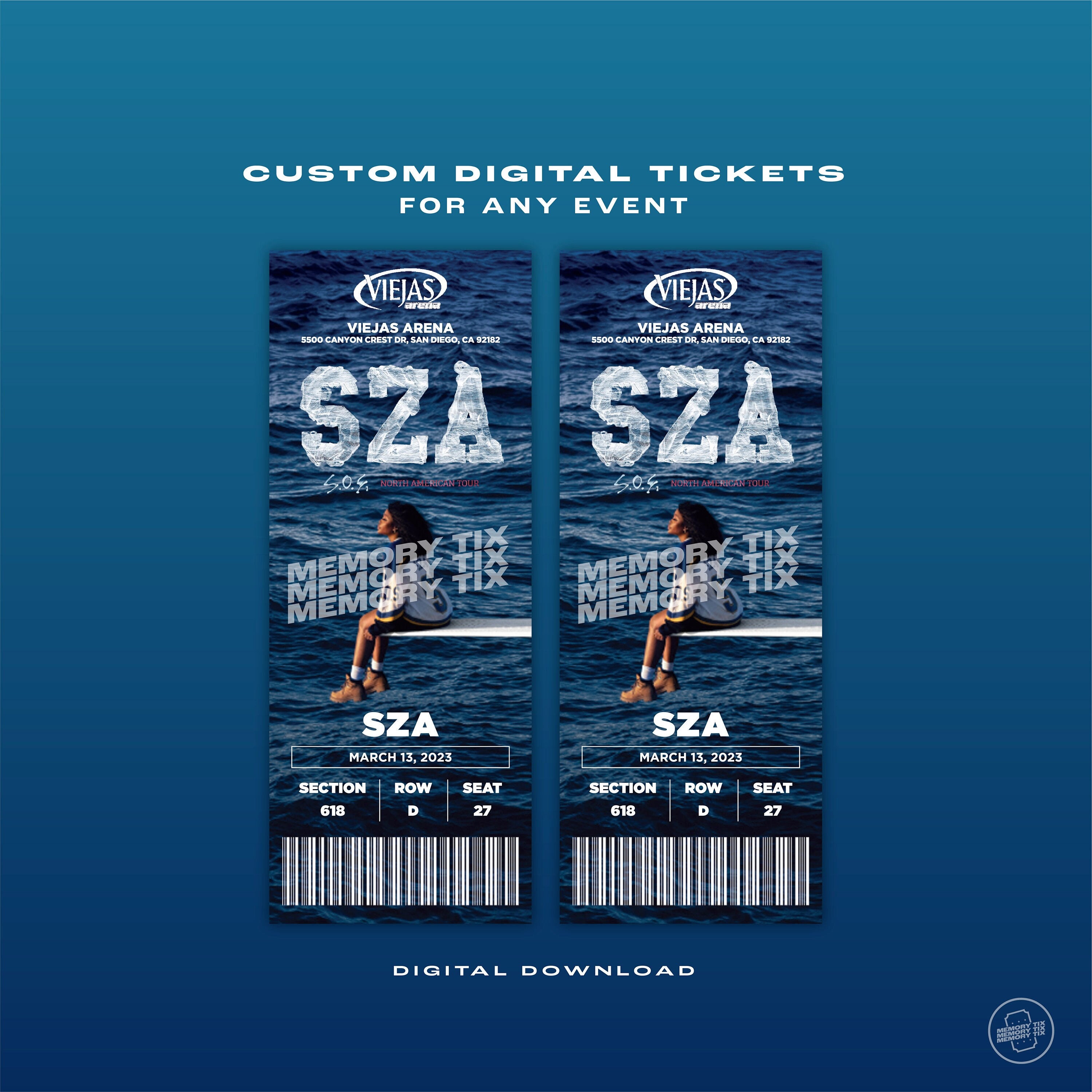Custom SZA SOS Tour Ticket, Personalized Concert Ticket, Digital Ticket