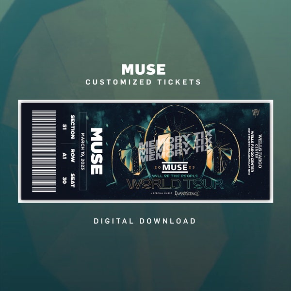 Custom Muse Concert Tickets, Printable Ticket, Personalized Tickets, Will of the People Concert Tour