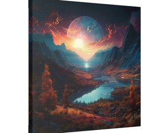 Celestial Northwest (Square):celestial art, surreal landscape, Pacific Northwest,dreamlike, vibrant colors, majestic mountains.
