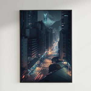 Urban Jungle: Hong Kong cityscape Nighttime city view Skyscraper skyline  Victoria Peak Urban landscape artwork High-rise apartment