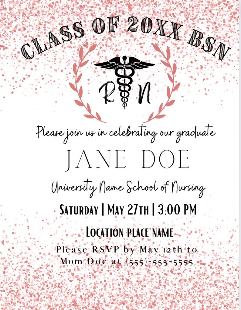 Nursing School Graduation Invitation Etsy