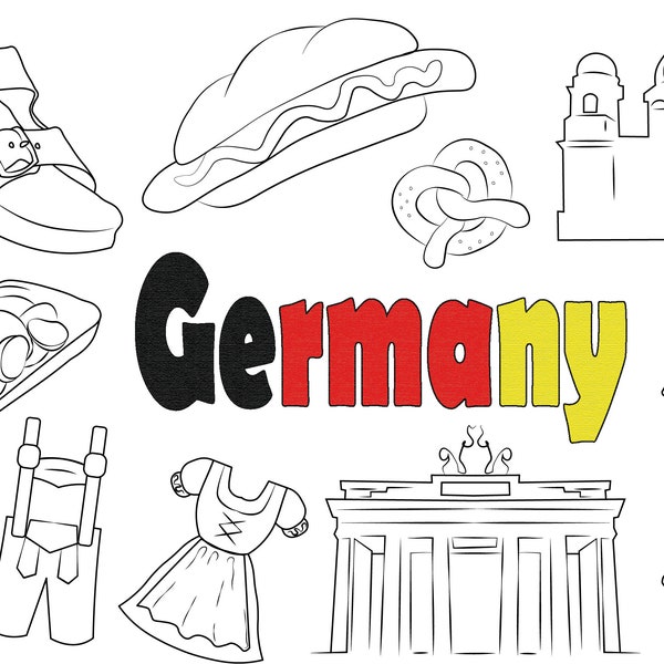 GERMANY Bundle. ClipArt. Sticker. Transparent. PNG. 1200ppi. Graphic. Printable. For commercial use.