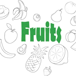 Paquete de FRUTAS. Clipart. Pegatina. Transparente. PNG. 1200 ppp. Gráfico. Imprimible. Para uso comercial.