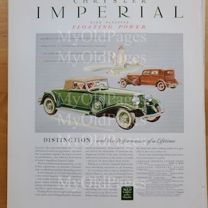 Eight (8) Vintage Automobile Advertisements - Fortune Magazine