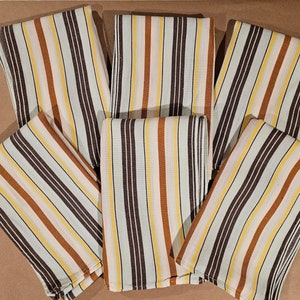Lot of 6 Vintage Multicolor Stripe Cloth Napkins 35"x11