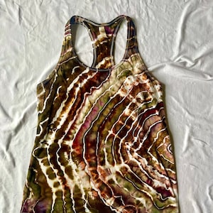 Brown Geode Tie Dye Tank, Earth Tone Tank Top, Ladies Racerback Tank, Hippie Clothes For Her, Boho Chic Clothing