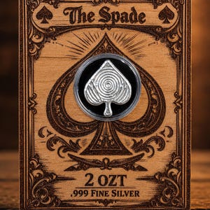 The Spade Card Suit Silver Bar, 2 ozt .999 Fine Silver, Hand Poured FTB Playing Card Art Bar, COA Included