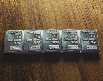 Crazy DEAL! 1 Gram X5 Valcambi Suisse Silver Bar .999 Fine Silver
