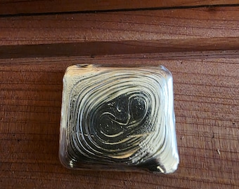 2 oz Hand Poured .999 Fine Silver Bar, Ripple Lines, Mirror Finish, Bullion Art