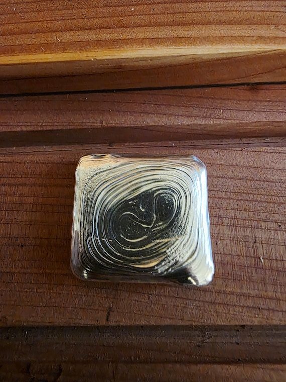 2 oz Hand Poured .999 Fine Silver Bar, Ripple Lines, Mirror Finish, Bullion Art