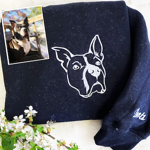 Custom Pet Embroidered Sweater | Embroidered Pet Hoodie | Custom Dog/Cat From Photo Embroidery | Pet Sweatshirt With Pet Name, Memorial Gift