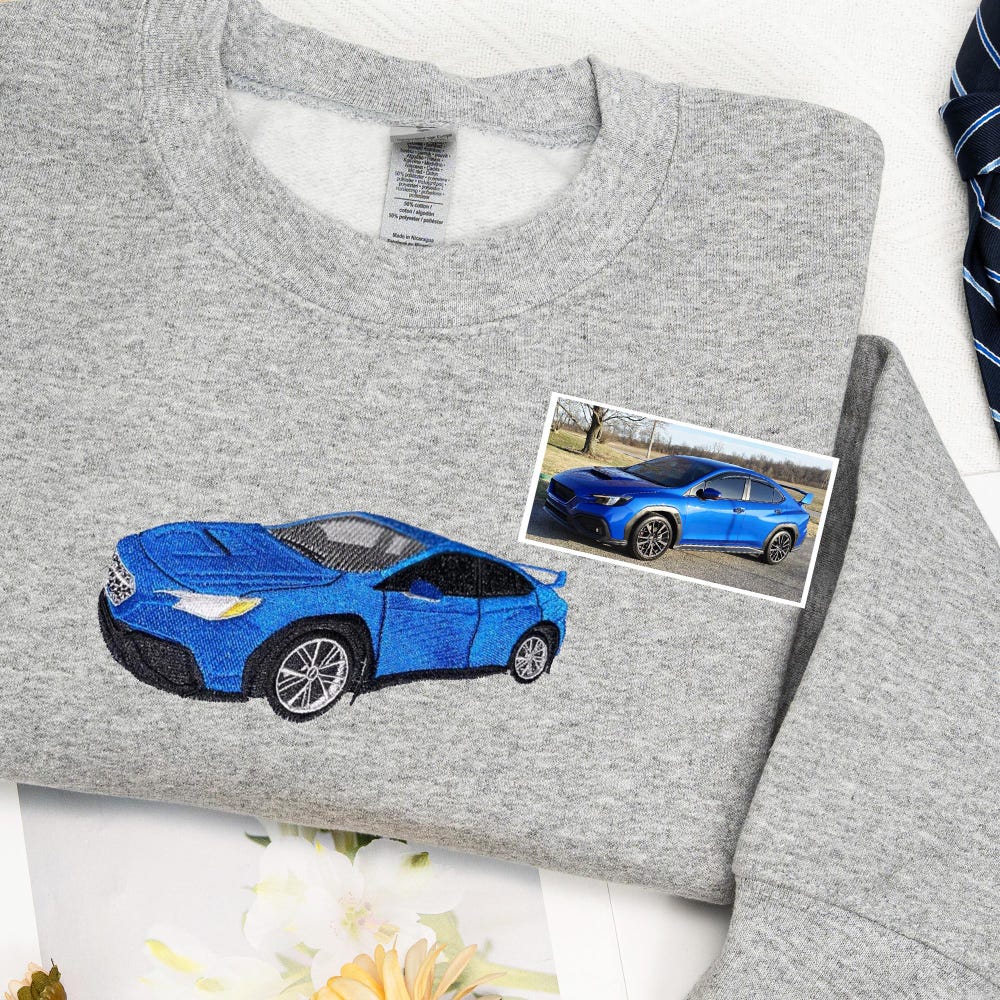 Peckshirt Custom Embroidered Car Sweatshirt, Hoodie With Car On It, Custom Cars Portrait Matching Sweater, Cars Lover Couple, Father Day Gift For Dad