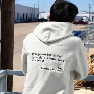 You Are Enough Hoodie - Self Love Hoodie - Mental Health Sweatshirt - Embroidered Dear Person Behind Me Hoodie - Kindness Gift Ideas For Men