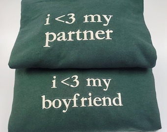 I Love My Girlfriend Hoodie, Couple Embroidered Hoodie, Couples Gifts Valentines Day, Gift for Him, Gift for Her