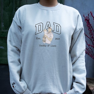 Custom Portrait from Photo Sweatshirt, Embroidered Dad Sweatshirt, Personalized Portrait Hoodie, Father's Day Tshirt, Gift for Husband