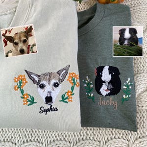 Custom Pet Embroidered Sweatshirt, Custom Pet shirt, Dog Dad, Cat Mom Shirt, Personalized Pet Face and Pet name Sweatshirt, Christmas Gift