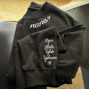 Personalized Nana Sweatshirt with Kids Names On Sleeve, Custom Grandpa Sweatshirts with Grandkids Names, Fathers Day Gift for Grandpa