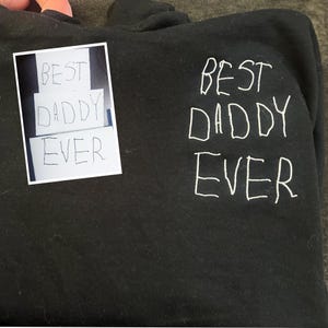 Sweater met kinderhandschrift | Gepersonaliseerd sweatshirt met handschrift | Geborduurde hoodie cadeau voor papa | Valentijnscadeau voor hem