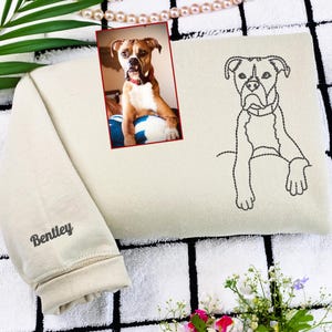 Father Day Gifts For Dad, Embroidered Pet Sweatshirt, Custom Portrait From Photo Hoodie, Personalized Dog Sweatshirt, Pet Gift For Him