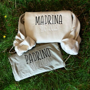 God Mother Sweatshirt with Kid Names on Sleeve, Godmom Embroidered Sweatshirt, Madrina Proposal Gift, Godmother Gift