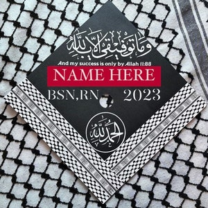 Graduation cap with arabic writing/ Palestine kofeye