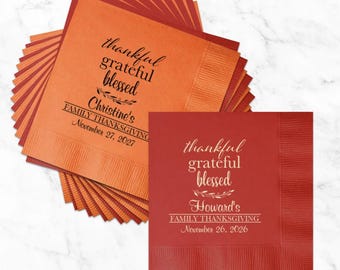 Gepersonaliseerde Thanksgiving-servetten | Gepersonaliseerde servetten voor evenementen | Familiereünies, bruiloften, verjaardagen