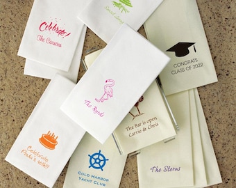 Custom Disposable Guest Towels • Personalized Bathroom Napkins • Linen Feel Hand Towels • Monogram Guest Towels for Events & Holidays