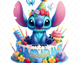 Compleanno Stitch PNG, Compleanno Stitch Clipart, Cute Stitch Clipart, download immediato