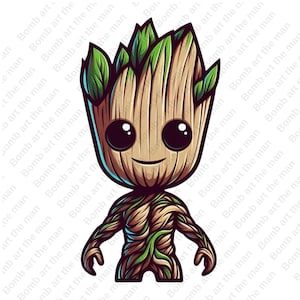 Groot clipart, Groot lindo png, guardianes de la galaxia png, diseño transparente, descarga instantánea