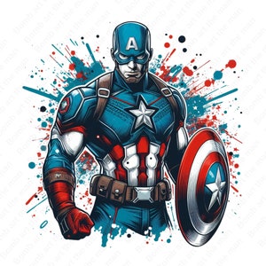 Captain America Clipart, Captain America png, Superheld Clipart, Superheld Splash Design, sofortiger Download