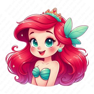 princess ariel png, little mermaid clipart, the little mermaid png, instant download
