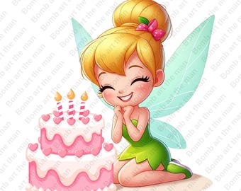 Tinkerbell Birthday clipart, Tinkerbell Birthday png, fairy clipart, transparent design