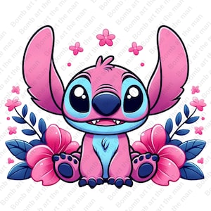 cute stitch angel clipart, stitch angel png, stitch pink clipart, instant download