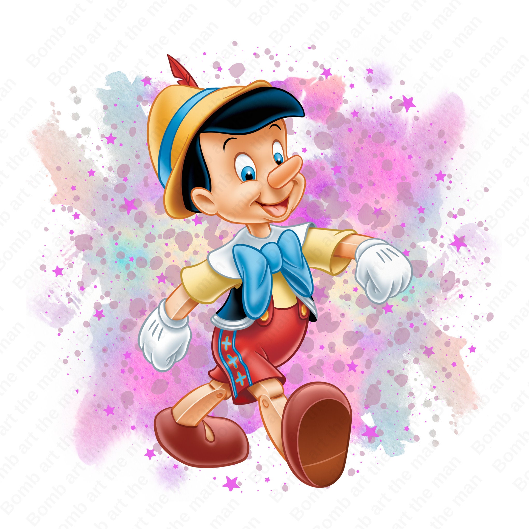 Pinocchio Cute Clipart Pinocchio Png Watercolor Background Instant 