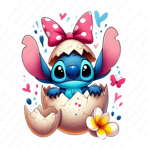 stitch easter clipart, stitch's egg png, stitch cute clipart, instant download