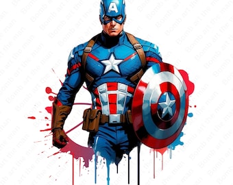 Captain America color splash clipart, Captain America png, super hero clipart, instant download
